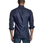Long-Sleeve Shirt // Navy + Floral Jacquard (XL)