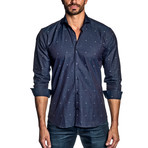 Long-Sleeve Shirt // Navy + Floral Jacquard (2XL)