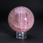 Rose Quartz Sphere + Acrylic Display Stand