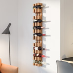 Wall Mounted Solid Wood Wine Bottle Rack // 9 Bottles (Silver Steel Mounting)