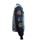 Denim-Nylon Bear Jacket // Blue (XL)