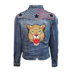 Denim Leopard Jacket // Blue (XL)
