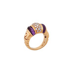 Bulgari 18k Yellow Gold Diamond + Amethyst Ganci Ring // Ring Size: 5.75 // Pre-Owned