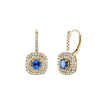 Tresorra 18k Yellow Gold Diamond + Blue Sapphire Drop Earrings // Pre-Owned