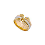 Cartier 18k Three-Tone Gold Double C Diamond Ring // Ring Size: 5.25 // Pre-Owned