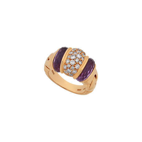 Bulgari 18k Yellow Gold Diamond + Amethyst Ganci Ring // Ring Size: 5.75 // Pre-Owned