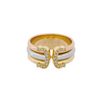 Cartier 18k Three-Tone Gold Double C Diamond Ring // Ring Size: 5.25 // Pre-Owned