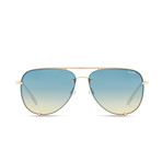Unisex High Key Rimless Sunglasses // Gold + Blue