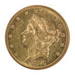 1876-CC Liberty Head $20 Gold Piece, Type 2, NGC Certified AU58