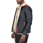 Maiden Leather Jacket // Navy + Bordeaux (L)