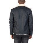 Forsyth Leather Jacket // Navy + Beige (L)