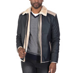 Forsyth Leather Jacket // Navy + Beige (XS)