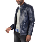 Canal Leather Jacket // Navy (S)