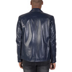 Bowery Leather Jacket // Navy (2XL)