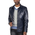 Bowery Leather Jacket // Navy (3XL)