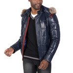 Irving Leather Jacket // Navy (XL)