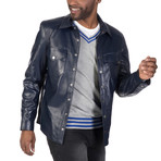 Bowery Leather Jacket // Navy (3XL)