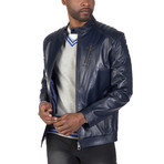Canal Leather Jacket // Navy (3XL)