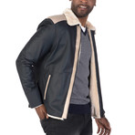 Forsyth Leather Jacket // Navy + Beige (XS)