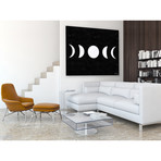 Moon Phases (White) (Black Dust) // Canvas (12"W x 15"H x 2"D)
