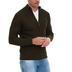 Everest Full Zip Sweater // Emerald Khaki (3XL)