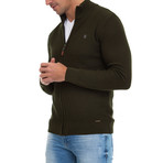 Everest Full Zip Sweater // Emerald Khaki (S)