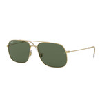 Men's Square Aviator Sunglasses // Gold + Light Blue