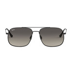 Men's Square Aviator Sunglasses // Black + Gray Gradient