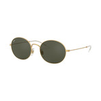 Men's "Beat" Round Metal Sunglasses // Gold + Green