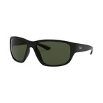 Men's Large Wrap Sunglasses // Black + Green Classic