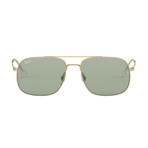 Men's Square Aviator Sunglasses // Gold + Light Blue