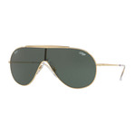 Men's 80's "Wings" Shield Sunglasses // Gold + Green