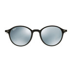 Men's Round Liteforce Sunglasses // Black + Silver Mirror