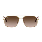 Men's Square Aviator Sunglasses // Gold + Brown Gradient