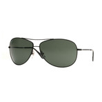 Men's Aviator Wrap Sunglasses // Black + Green Classic