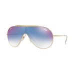 Men's 80's "Wings" Shield Sunglasses // Gold + Blue Gradient Mirror