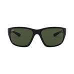 Men's Large Wrap Sunglasses // Black + Green Classic