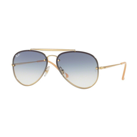 Men's Blaze Aviator Sunglasses // Gold + Light Blue Gradient