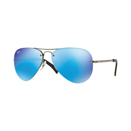 Men's Iconic Aviator Sunglasses // Gunmetal + Blue Mirror