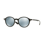 Men's Round Liteforce Sunglasses // Black + Silver Mirror