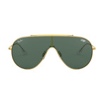 Men's 80's "Wings" Shield Sunglasses // Gold + Green