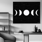 Moon Phases (White) (Black Dust) // Canvas (12"W x 15"H x 2"D)