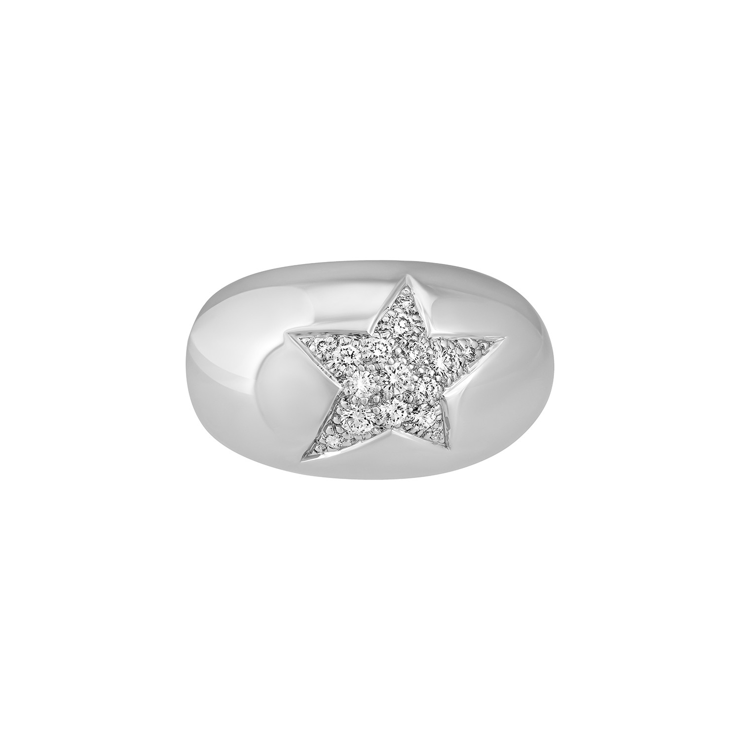 Authentic! Chanel Comete 18K Yellow Gold Star Diamond Cocktail Ring