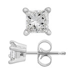 Estate 14k White Gold Princess Diamond Stud Earrings // Pre-Owned