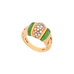 Bulgari 18k Yellow Gold Diamond + Peridot Ganci Ring // Ring Size: 7 // Pre-Owned