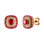 Tresorra 18k Rose Gold Diamond + Ruby Earrings // Pre-Owned