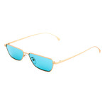 Unisex Askew Rectangular Sunglasses (Gold)