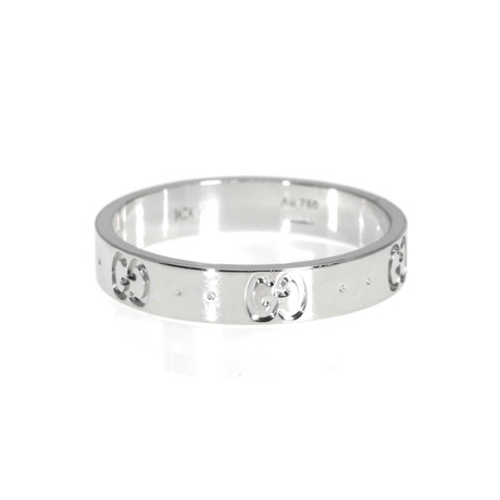 Gucci Icon 18k White Gold Band Ring // Ring Size: 9