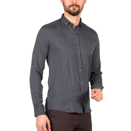 Grayson Long Sleeve Button Up Shirt // Dark Blue (S)