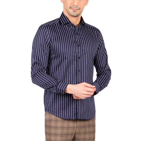 Marco Long Sleeve Button Up Shirt // Dark Blue (S)